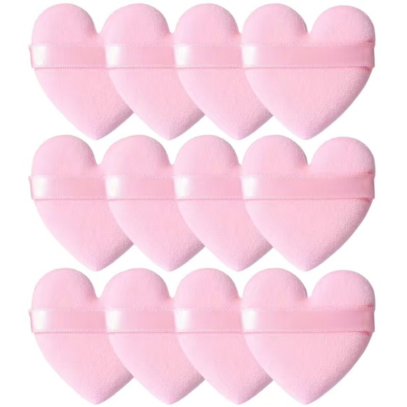 Set of 6 Powder Puffs Make Up Puffs With Strap Heart Shaped Powder Puffs - Picture 5 of 6